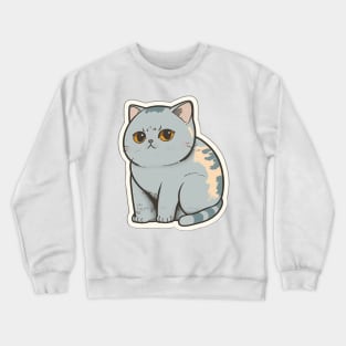 Charming British Short Hair Cat Sticker Crewneck Sweatshirt